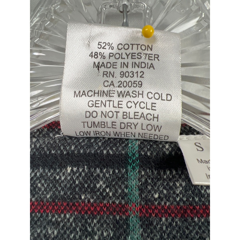 Parsley & Sage Plaid Cardigan Jacket Women S Asymmetrical Black Green 3/4 Sleeve - Picture 3 of 8
